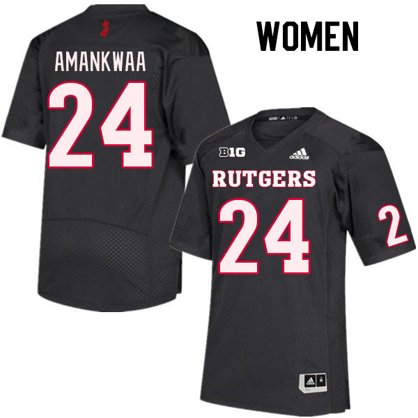 Women #24 Thomas Amankwaa Rutgers Scarlet Knights College Football Jerseys Stitched Sale-Black - Click Image to Close